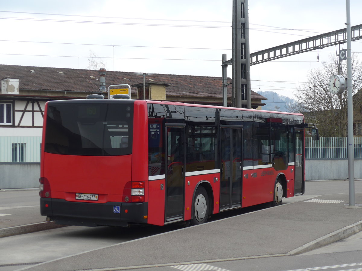 (203'656) - Bernmobil, Bern - Nr. 477/BE 716'477 - MAN/Gppel (ex Peyer, Niederwangen Nr. 377) am 14. April 2019 beim Bahnhof Mnsingen