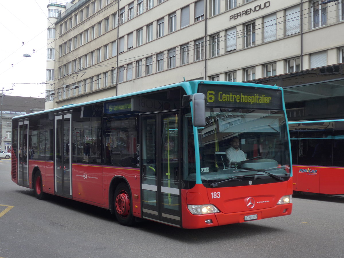 (203'665) - VB Biel - Nr. 183/BE 654'183 - Mercedes am 14. April 2019 beim Bahnhof Biel