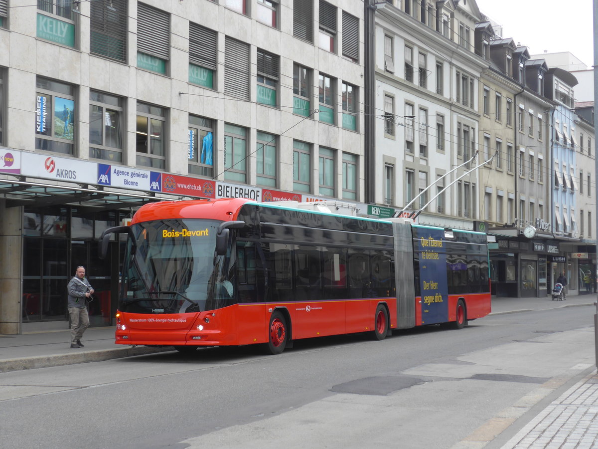 (203'666) - VB Biel - Nr. 99 - Hess/Hess Gelenktrolleybus am 14. April 2019 in Biel, Guisanplatz