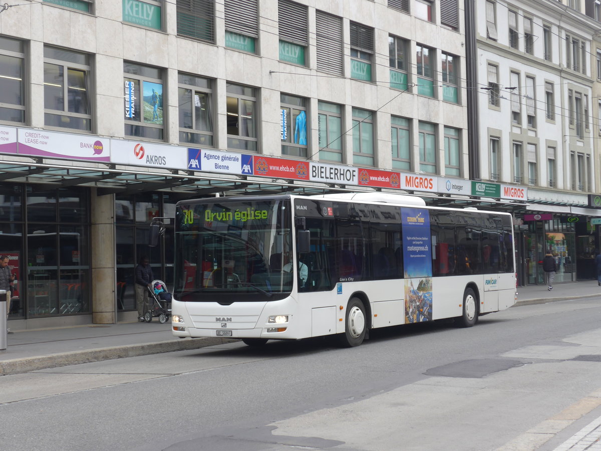 (203'667) - Funi-Car, Biel - Nr. 7/BE 56'807 - MAN am 14. April 2019 in Biel, Guisanplatz