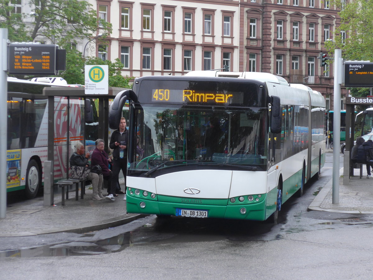 (204'674) - RegioBus Bayern, Ingoldstadt - IN-DB 1301 - Solaris am 9. Mai 2019 beim Bahnhof Wrzburg