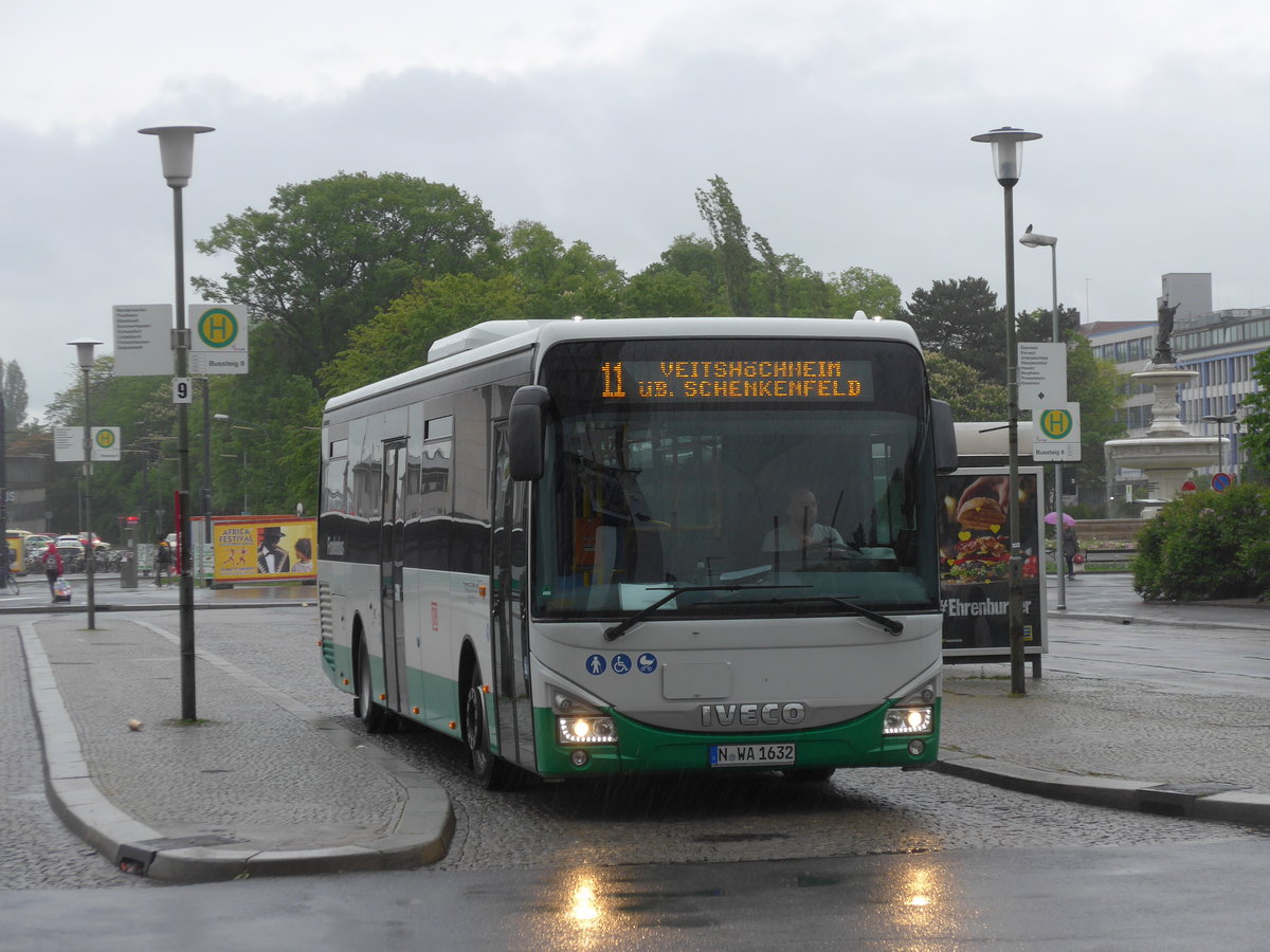 (204'698) - OVF Nrnberg - N-WA 1632 - Iveco am 9. Mai 2019 beim Bahnhof Wrzburg