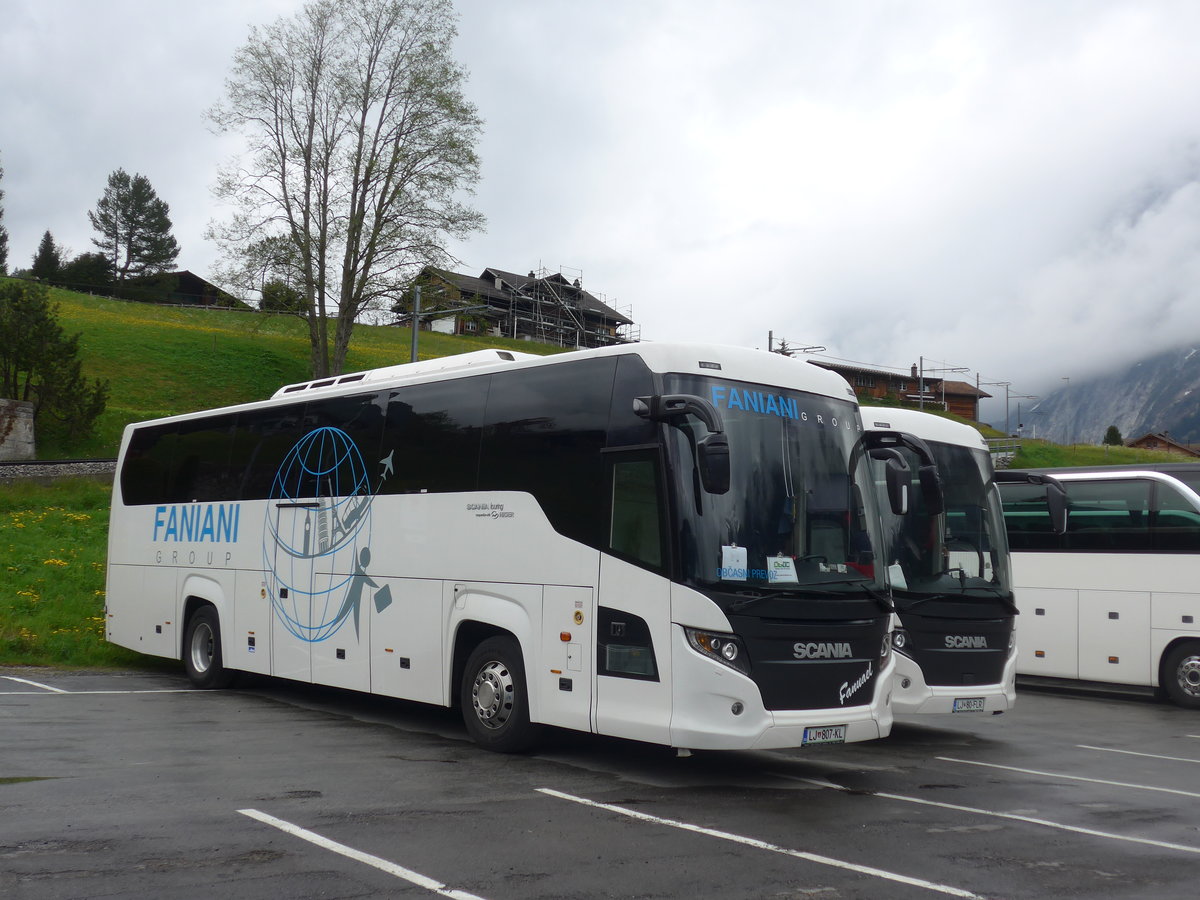 (205'327) - Aus Slowenien: Faniani, Ljublijana - LJ 807-KL - Scania/Higer am 19. Mai 2019 in Grindelwald, Grund