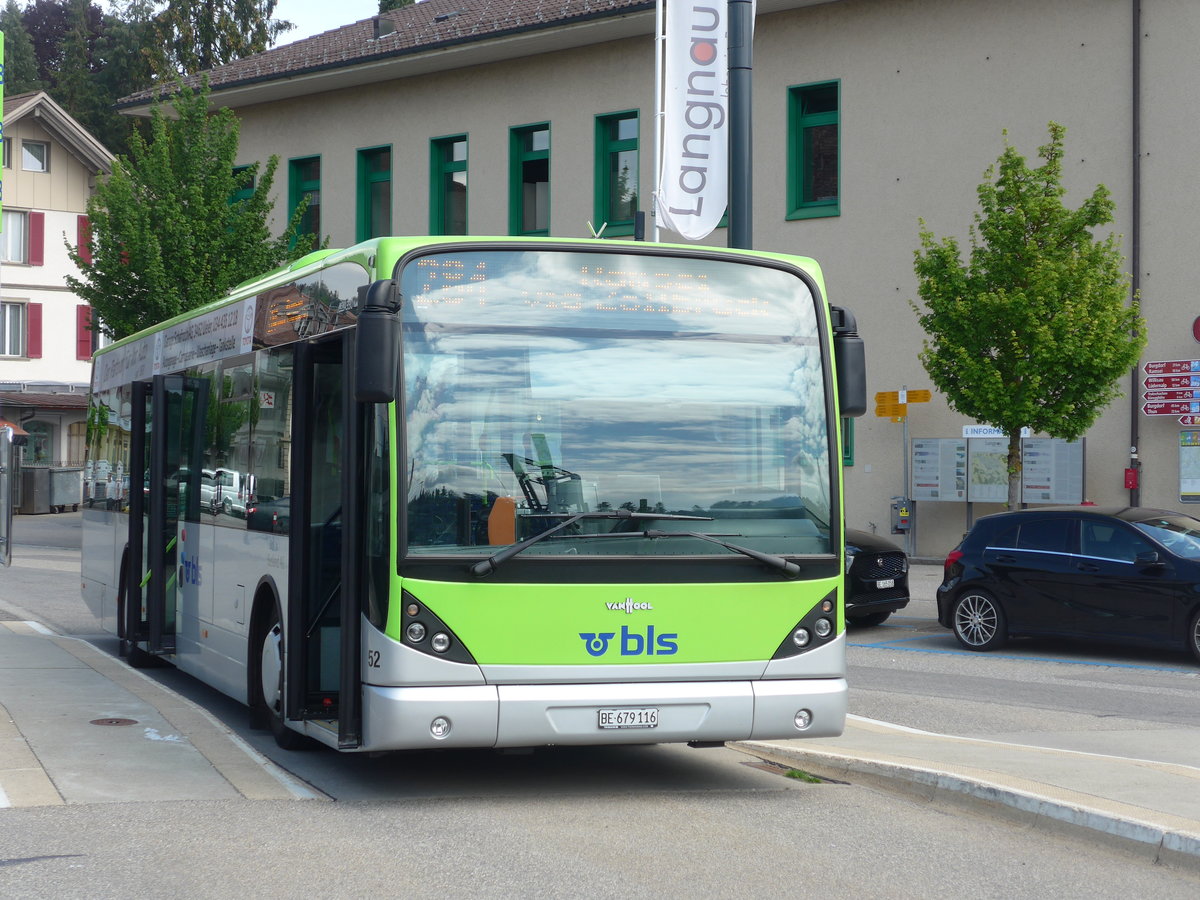 (205'528) - Busland, Burgdorf - Nr. 52/BE 679'116 - Van Hool am 27. Mai 2019 beim Bahnhof Langnau