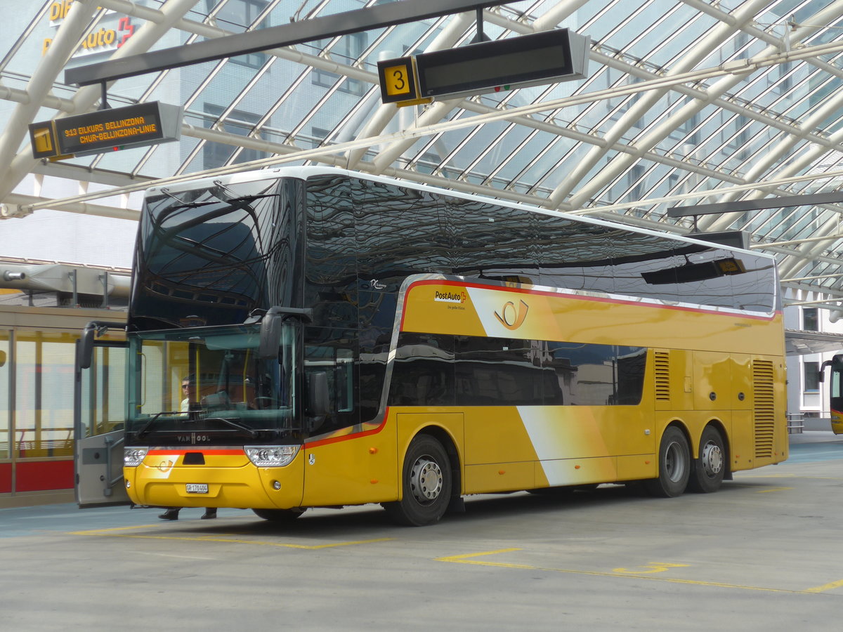 (206'200) - PostAuto Graubnden - GR 170'404 - Van Hool am 9. Juni 2019 in Chur, Postautostation