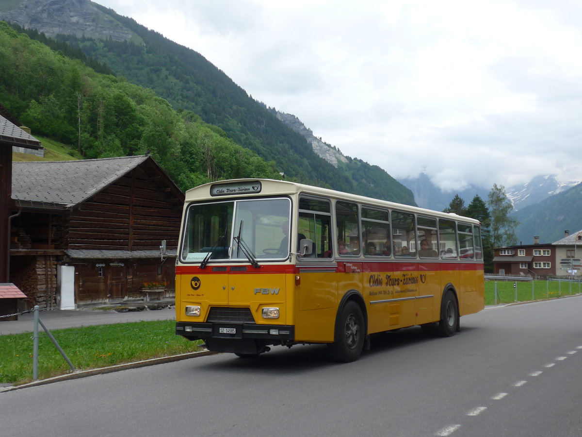 (206'399) - Oldie-Tours Zrisee, Wollerau - Nr. 15/SZ 14'585 - FBW/Hess am 15. Juni 2019 in Elm, Station