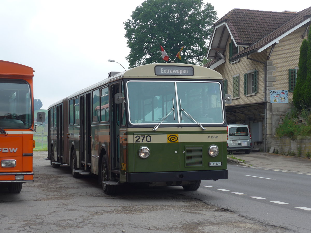 (206'479) - SVB Bern (Bernmobil historique) - Nr. 270/BE 113'270 - FBW/SWS-Gangloff am 22. Juni 2019 beim Bahnhof Hswil
