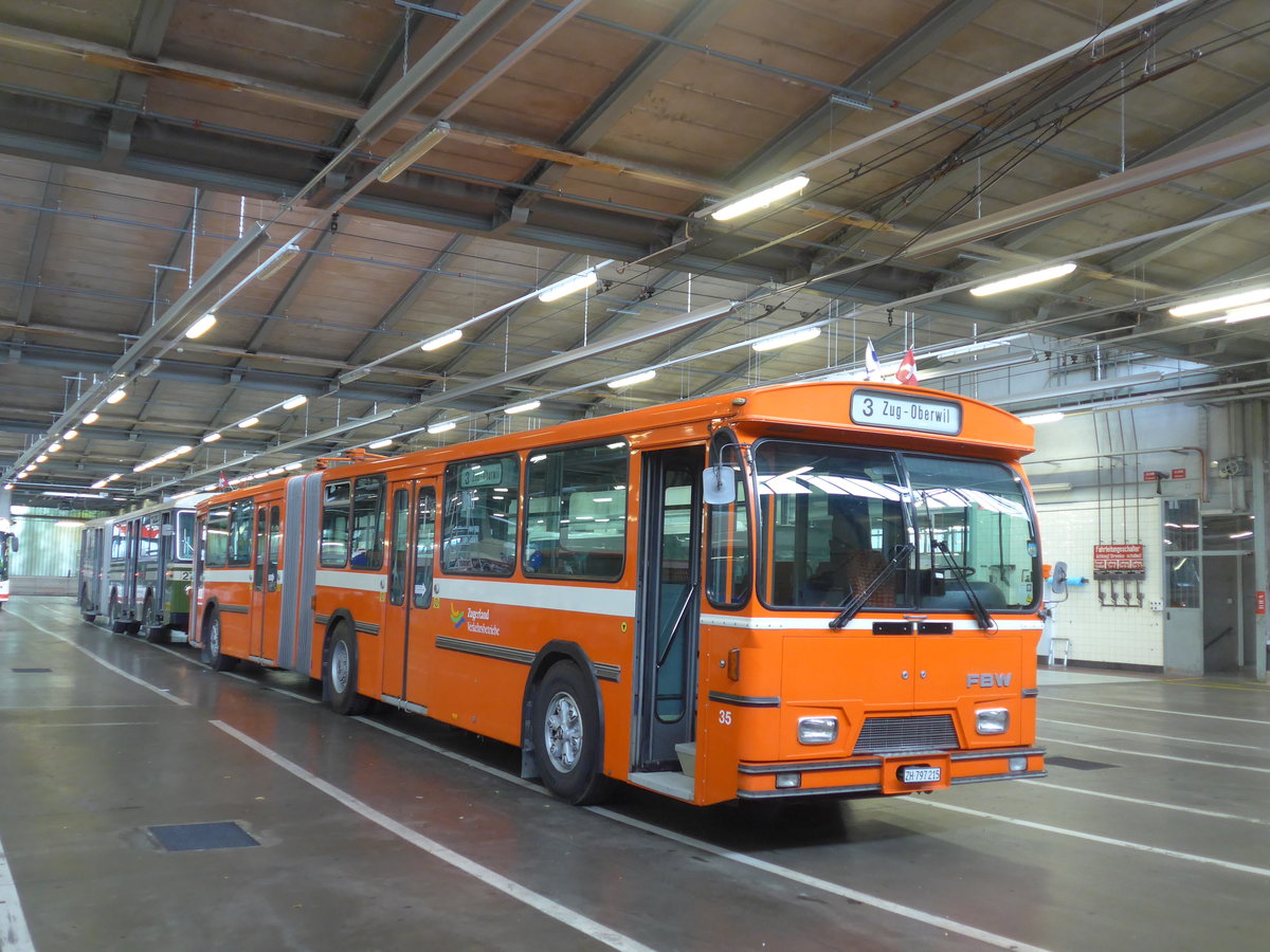 (206'498) - ZVB Zug (RWB) - Nr. 35/ZH 797'215 - FBW/Hess am 22. Juni 2019 in Luzern, Depot VBL