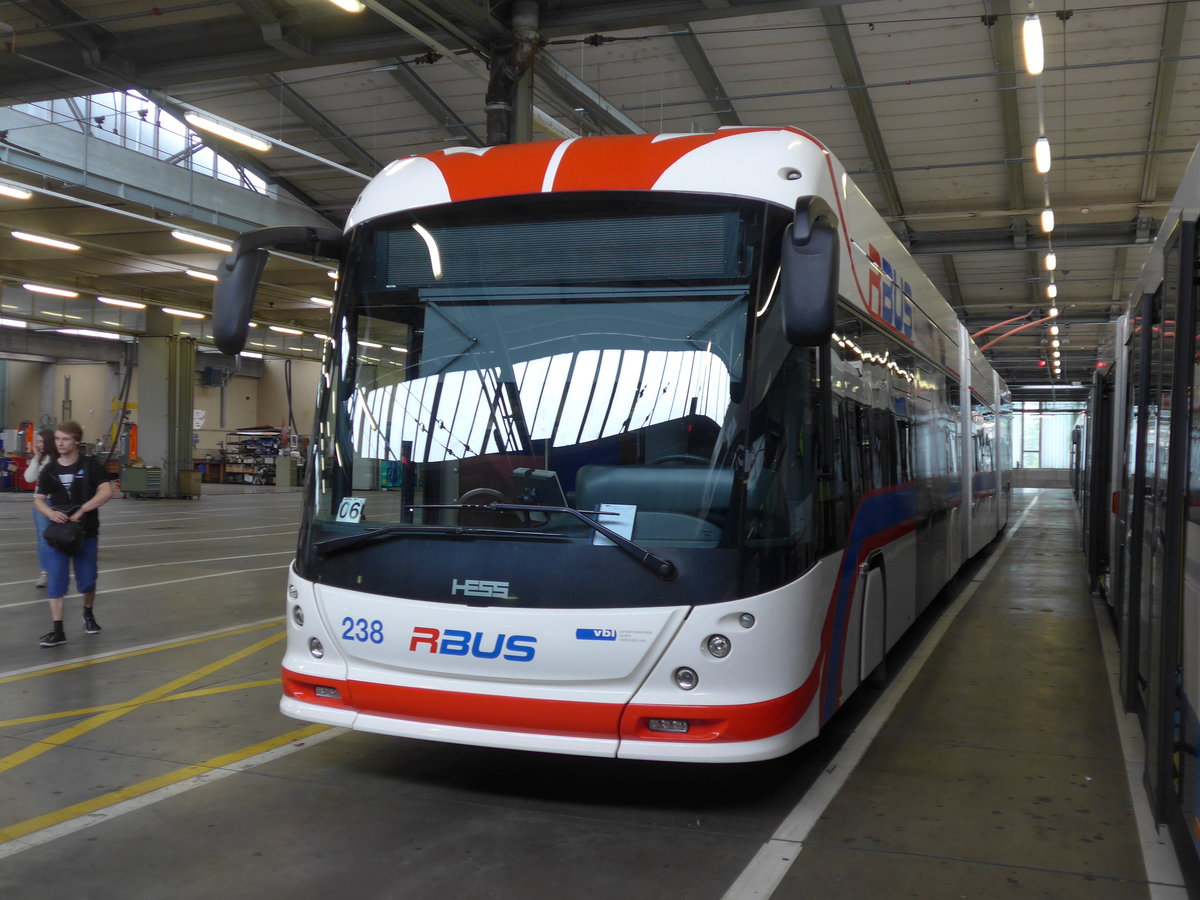 (206'530) - VBL Luzern - Nr. 238 - Hess/Hess Doppelgelenktrolleybus am 22. Juni 2019 in Luzern, Depot