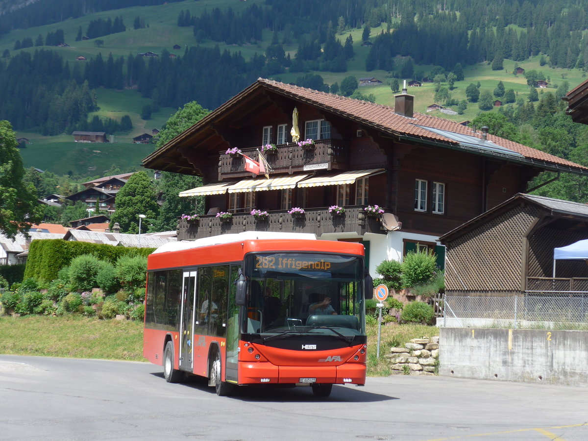 (206'942) - AFA Adelboden - Nr. 59/BE 645'415 - Scania/Hess am 1. Juli 2019 beim Bahnhof Lenk