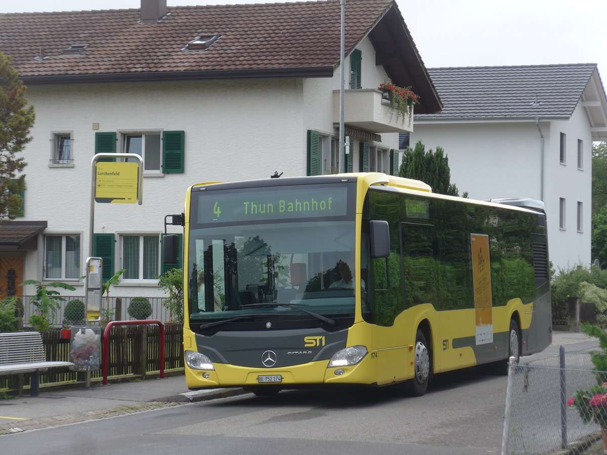 (208'188) - STI Thun - Nr. 174/BE 752'174 - Mercedes am 29. Juli 2019 in Thun-Lerchenfeld, Endstation
