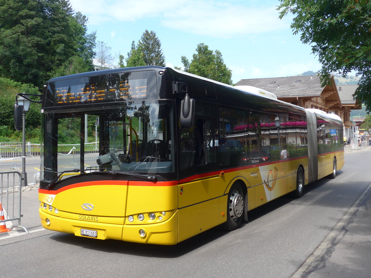 (208'502) - PostAuto Bern - Nr. 683/BE 813'683 - Solaris am 5. August 2019 beim Bahnhof Gstaad