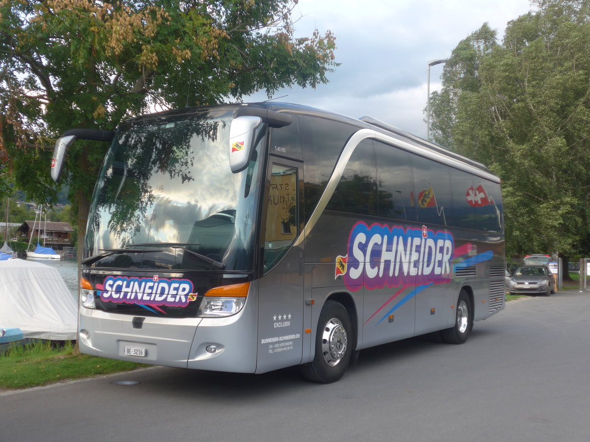 (208'728) - Schneider, Kirchberg - BE 3216 - Setra am 15. August 2019 in Thun, Strandbad