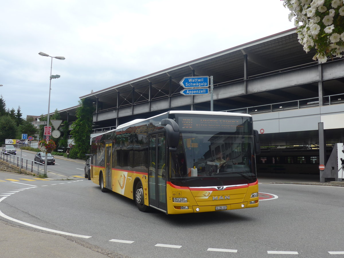 (208'912) - Postautobetriebe Unteres Toggenburg, Ltisburg - SG 284'107 - MAN am 17. August 2019 beim Bahnhof Herisau 