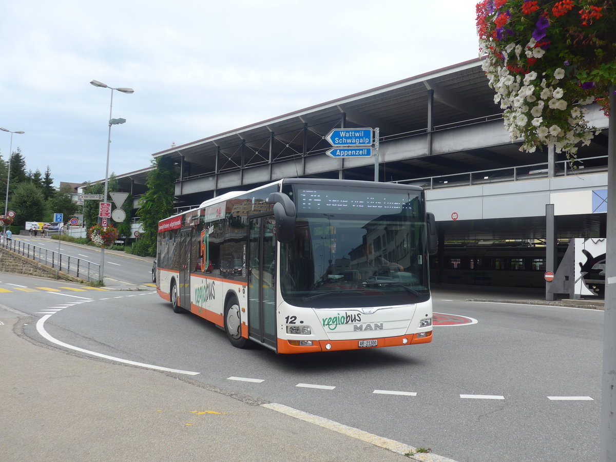 (208'915) - VBH Herisau - Nr. 12/AR 21'300 - MAN am 17. August 2019 beim Bahnhof Herisau