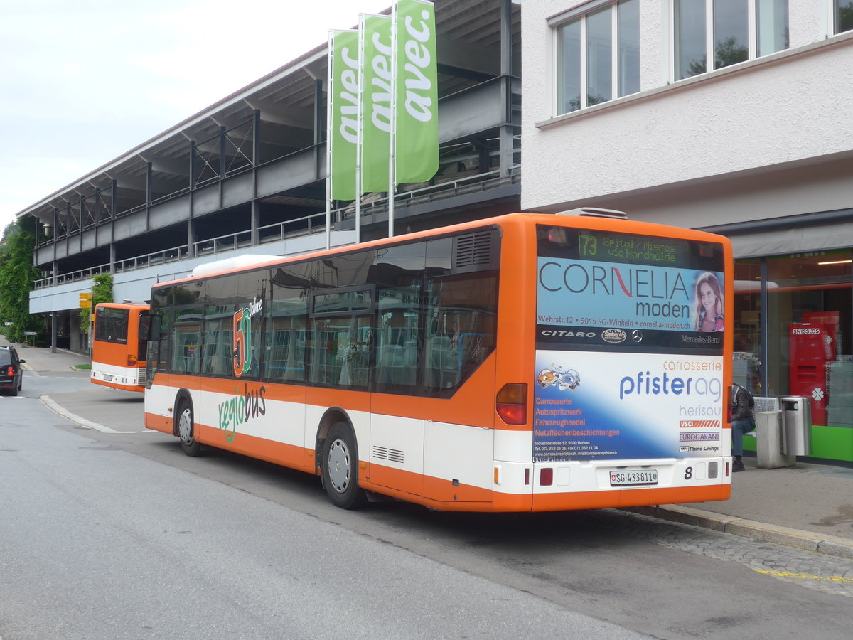(208'918) - Regiobus, Gossau (VBH) - Nr. 8/SG 433'811 - Mercedes am 17. August 2019 beim Bahnhof Herisau