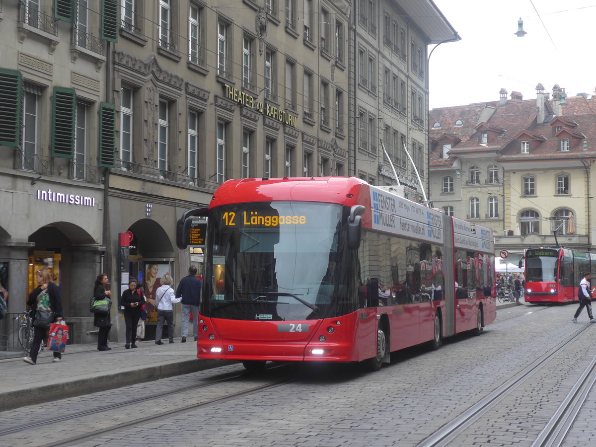 (209'334) - Bernmobil, Bern - Nr. 24 - Hess/Hess Gelenktrolleybus am 5. September 2019 in Bern, Brenplatz