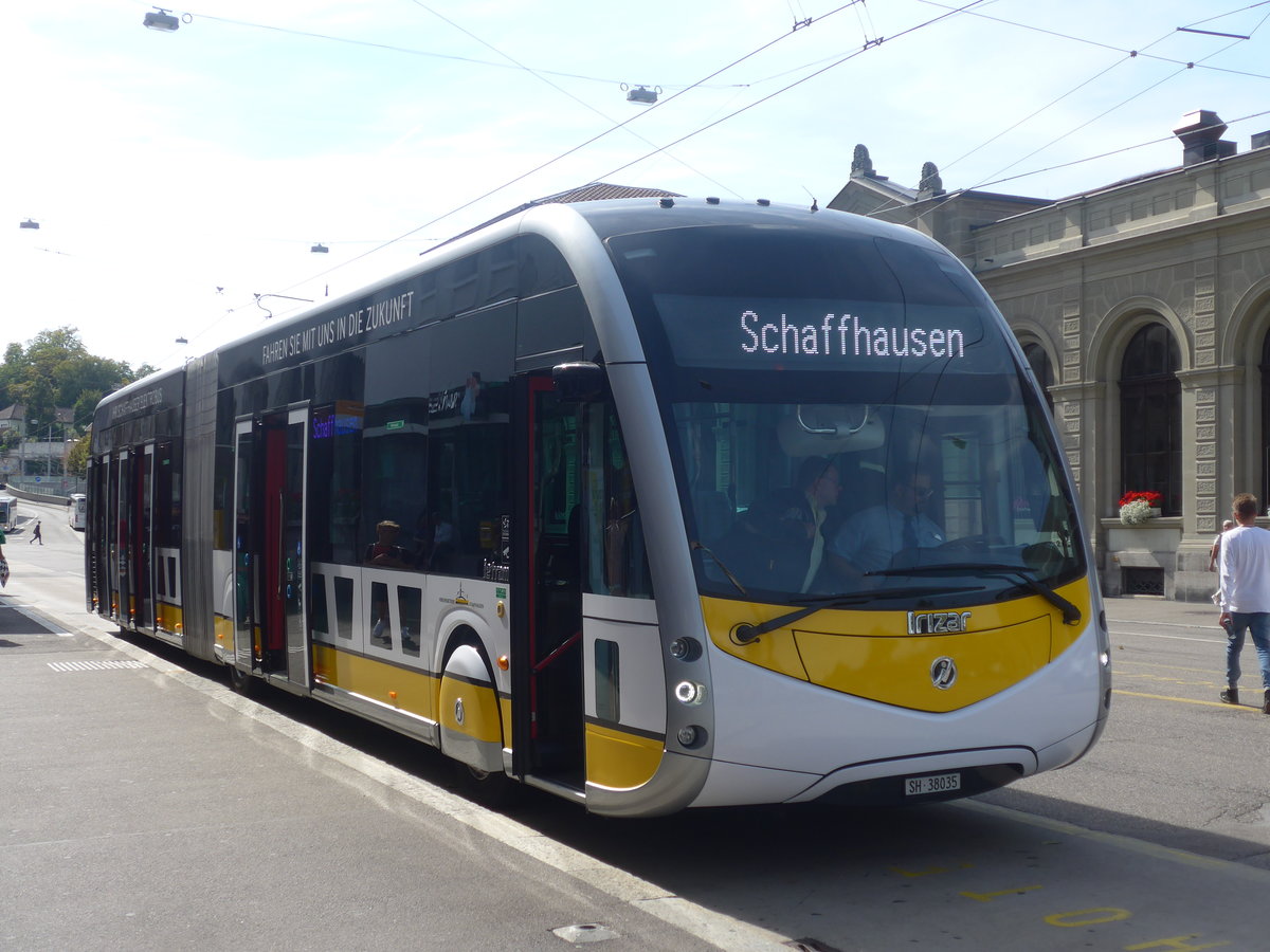 (209'641) - VBSH Schaffhausen - Nr. 35/SH 38'035 - Irizar (Probefahrzeug) am 14. September 2019 beim Bahnhof Schaffhausen
