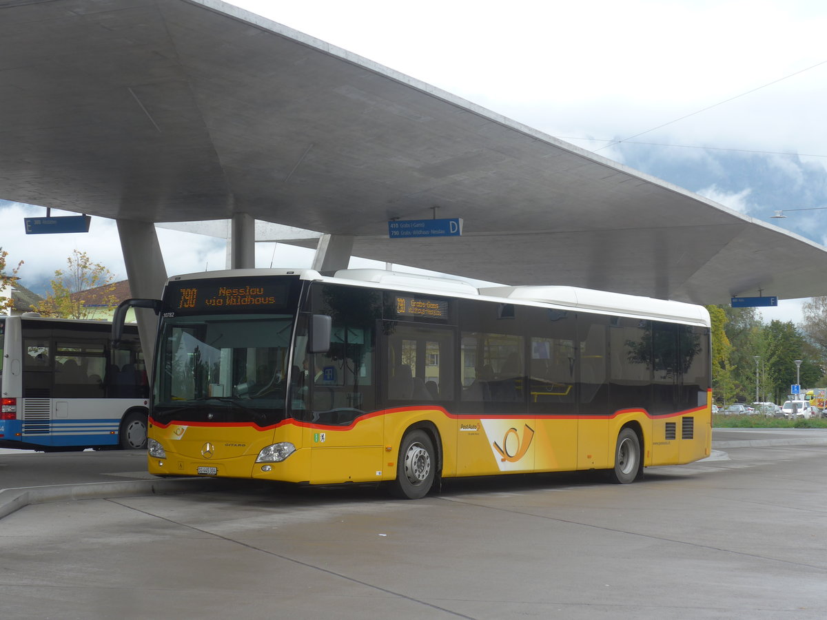 (209'969) - PostAuto Ostschweiz - SG 445'304 - Mercedes am 6. Oktober 2019 beim Bahnhof Buchs