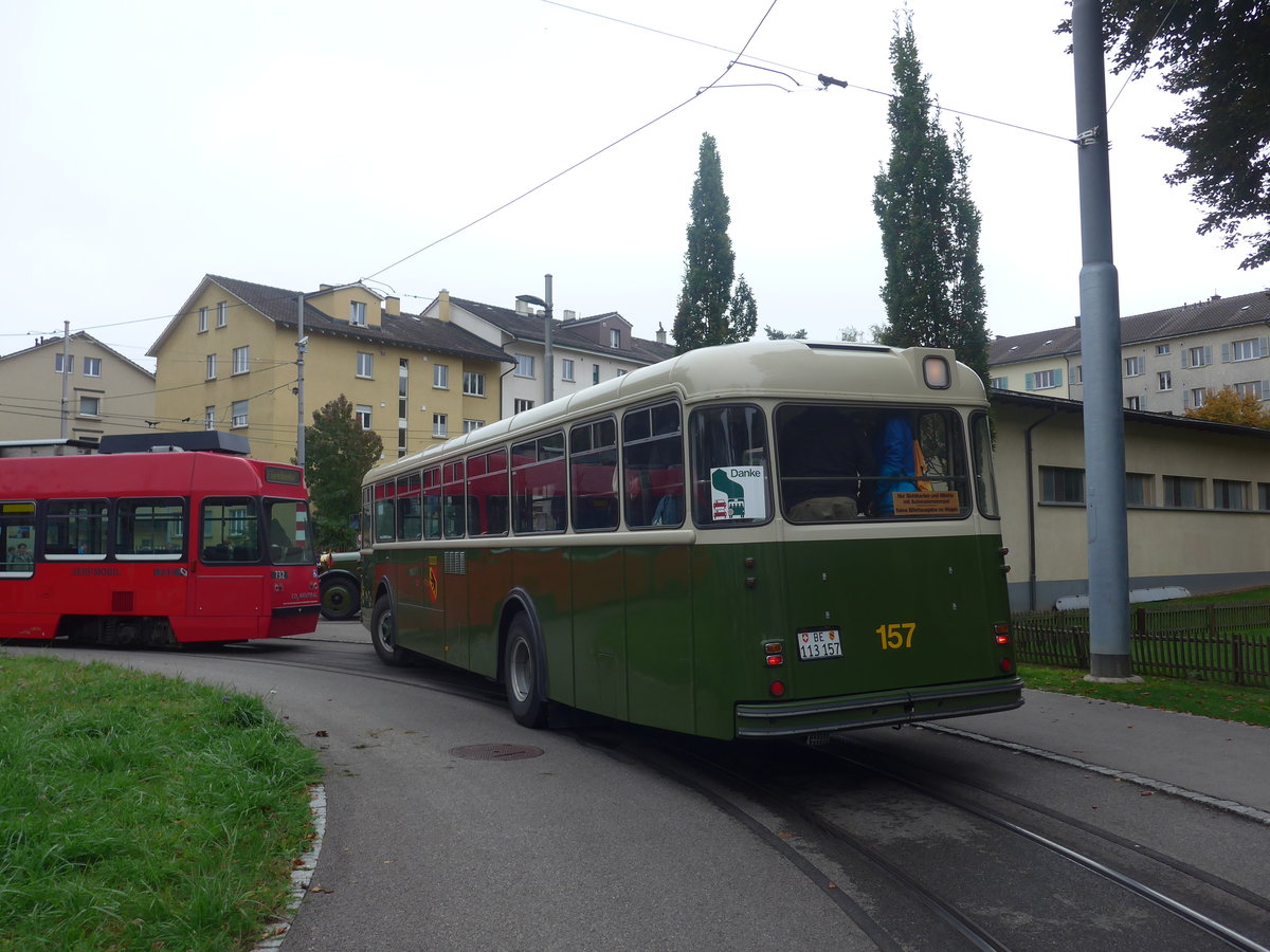 (210'452) - SVB Bern (Bernmobil historique) - Nr. 157/BE 113'157 - FBW/Gangloff am 20. Oktober 2019 in Bern, Weissenbhl