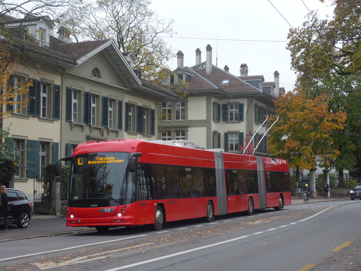 (210'723) - Bernmobil, Bern - Nr. 50 - Hess/Hess Doppelgelenktrolleybus am 29. Oktober 2019 in Bern, Laupenstrasse