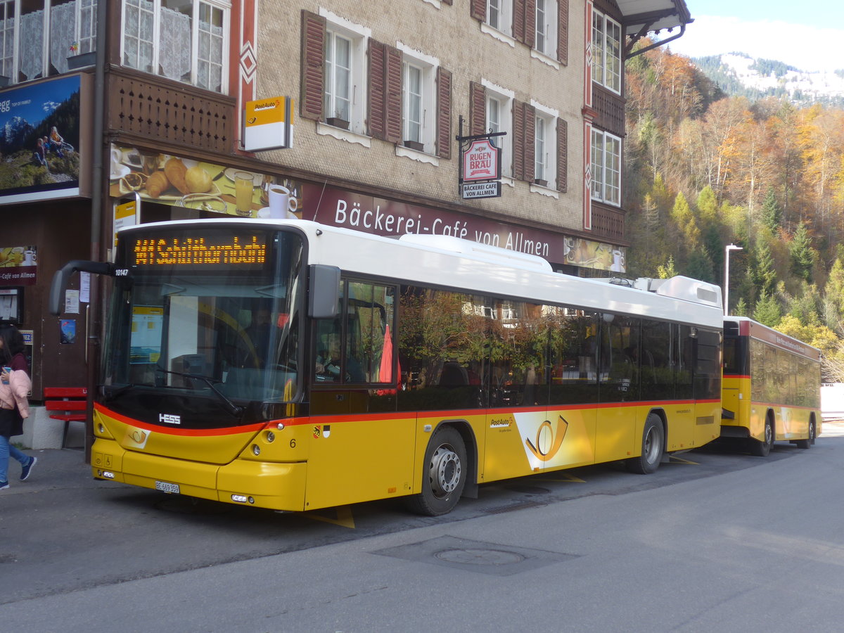 (211'014) - PostAuto Bern - Nr. 6/BE 669'359 - Hess (ex Klopfstein, Laupen Nr. 6) am 11. November 2019 beim Bahnhof Lauterbrunnen
