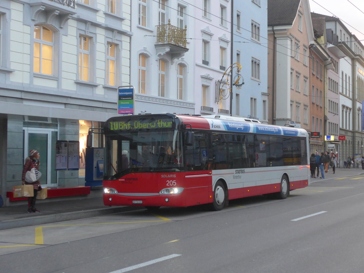 (213'001) - SW Winterthur - Nr. 205/ZH 730'205 - Solaris am 14. Dezember 2019 in Winterthur, Schmidgasse