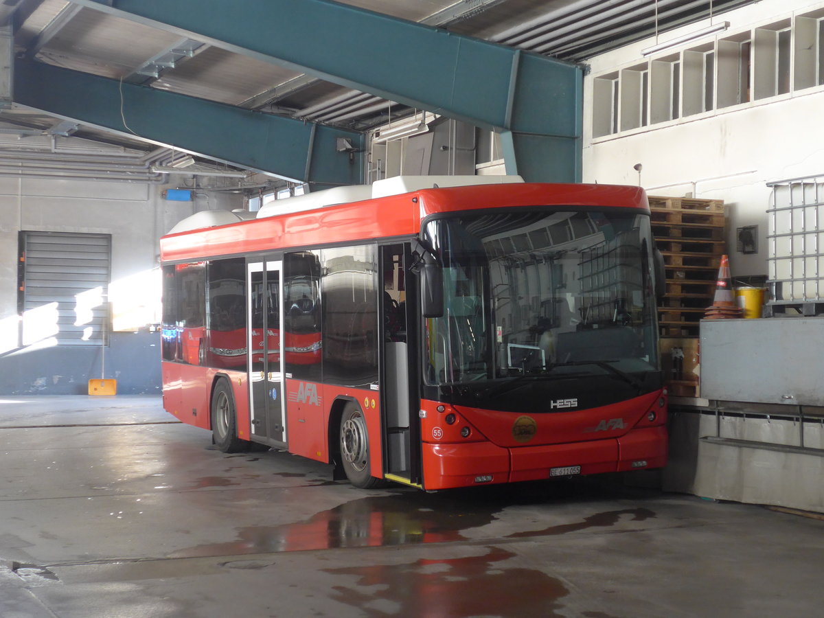 (213'131) - AFA Adelboden - Nr. 55/BE 611'055 - Scania/Hess am 25. Dezember 2019 in Adelboden, Busstation