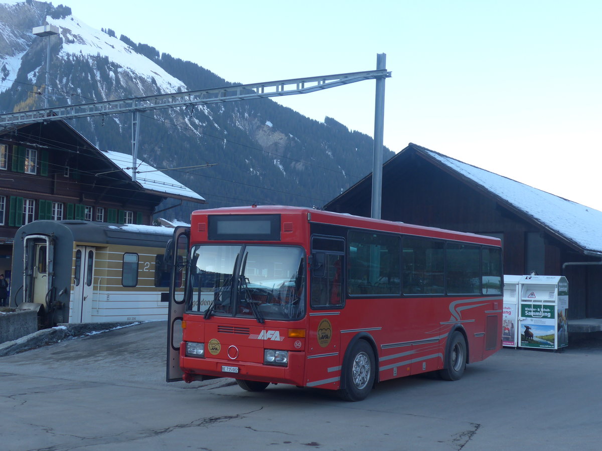 (213'310) - AFA Adelboden - Nr. 50/BE 715'002 - Vetter (ex AVG Grindelwald Nr. 21) am 2. Januar 2020 beim Bahnhof Lenk
