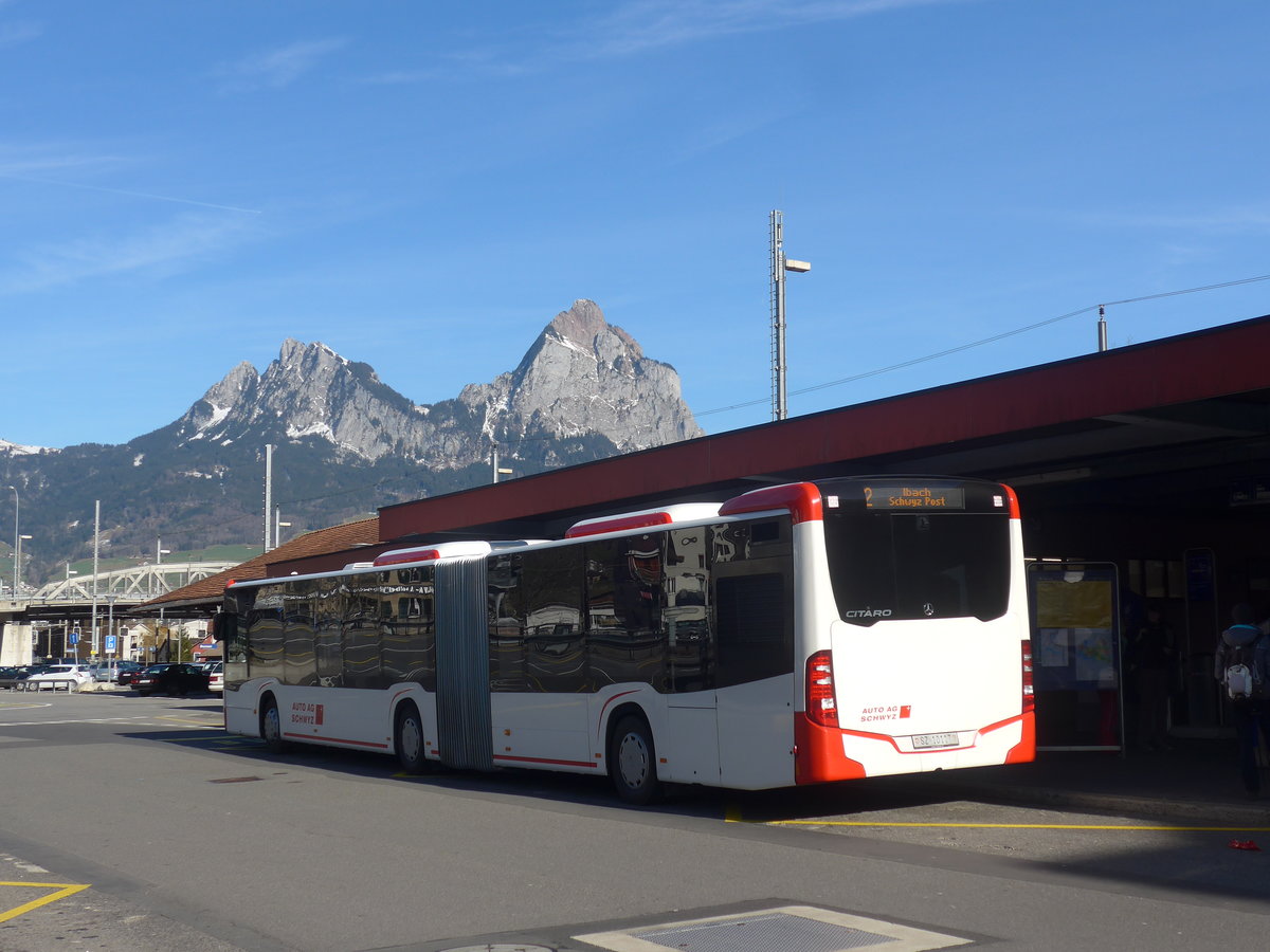 (214'168) - AAGS Schwyz - Nr. 17/SZ 10'117 - Mercedes am 9. Februar 2020 beim Bahnhof Brunnen