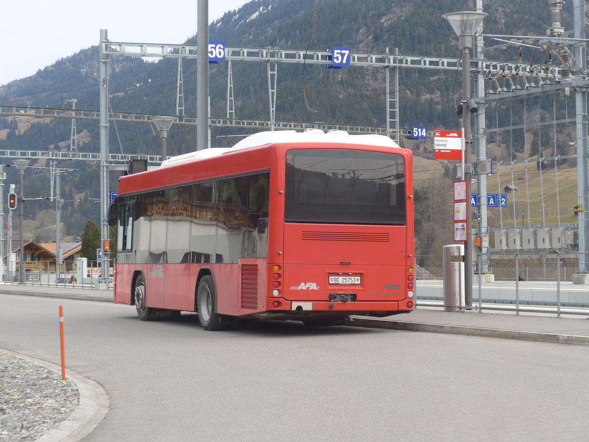 (214'383) - AFA Adelboden - Nr. 39/BE 25'753 - Scania/Hess am 17. Februar 2020 beim Bahnhof Zweisimmen