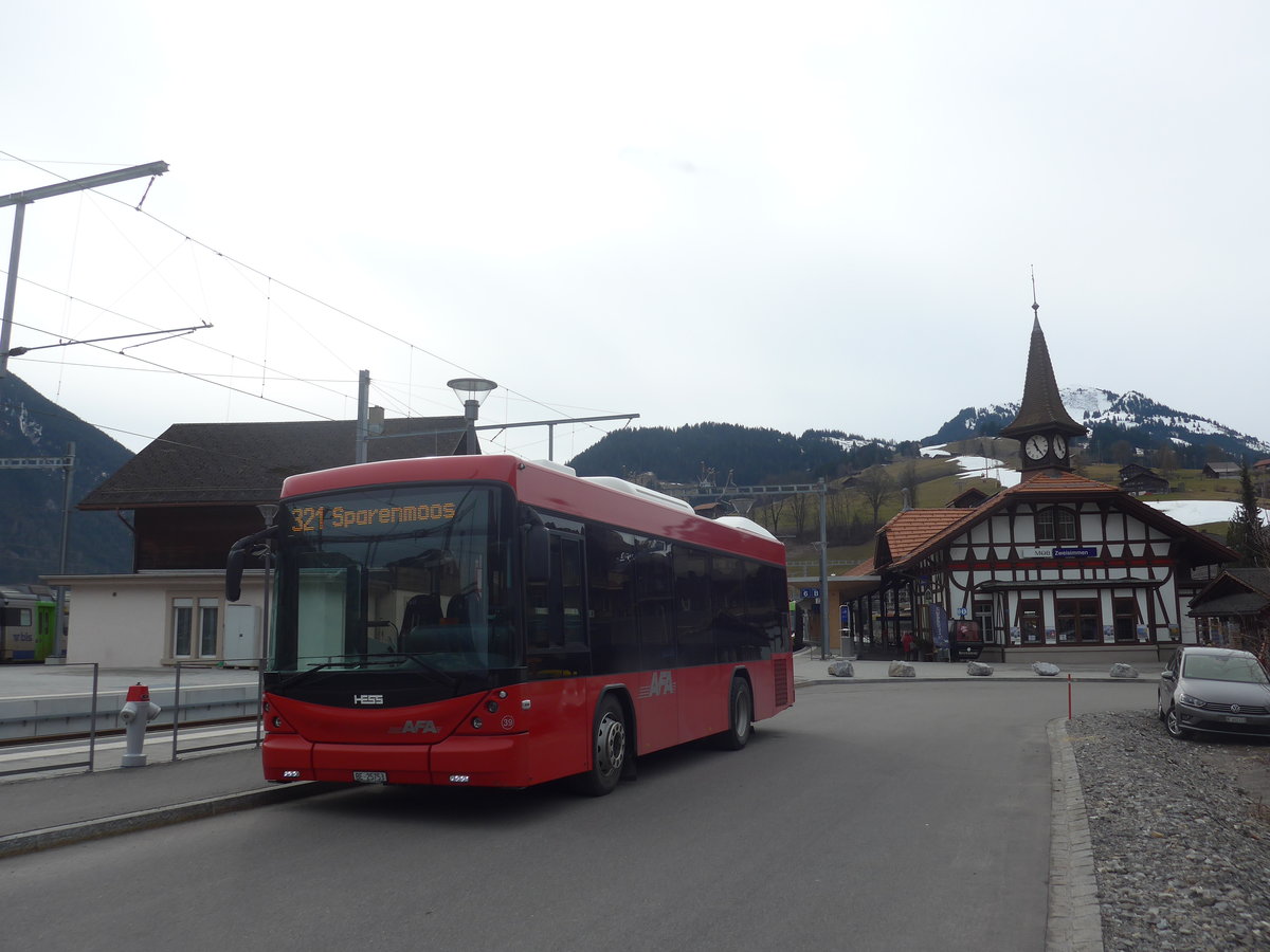 (214'384) - AFA Adelboden - Nr. 39/BE 25'753 - Scania/Hess am 17. Februar 2020 beim Bahnhof Zweisimmen