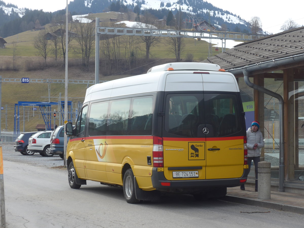 (214'390) - PostAuto Bern - BE 724'151 - Mercedes am 17. Februar 2020 beim Bahnhof Zweisimmen