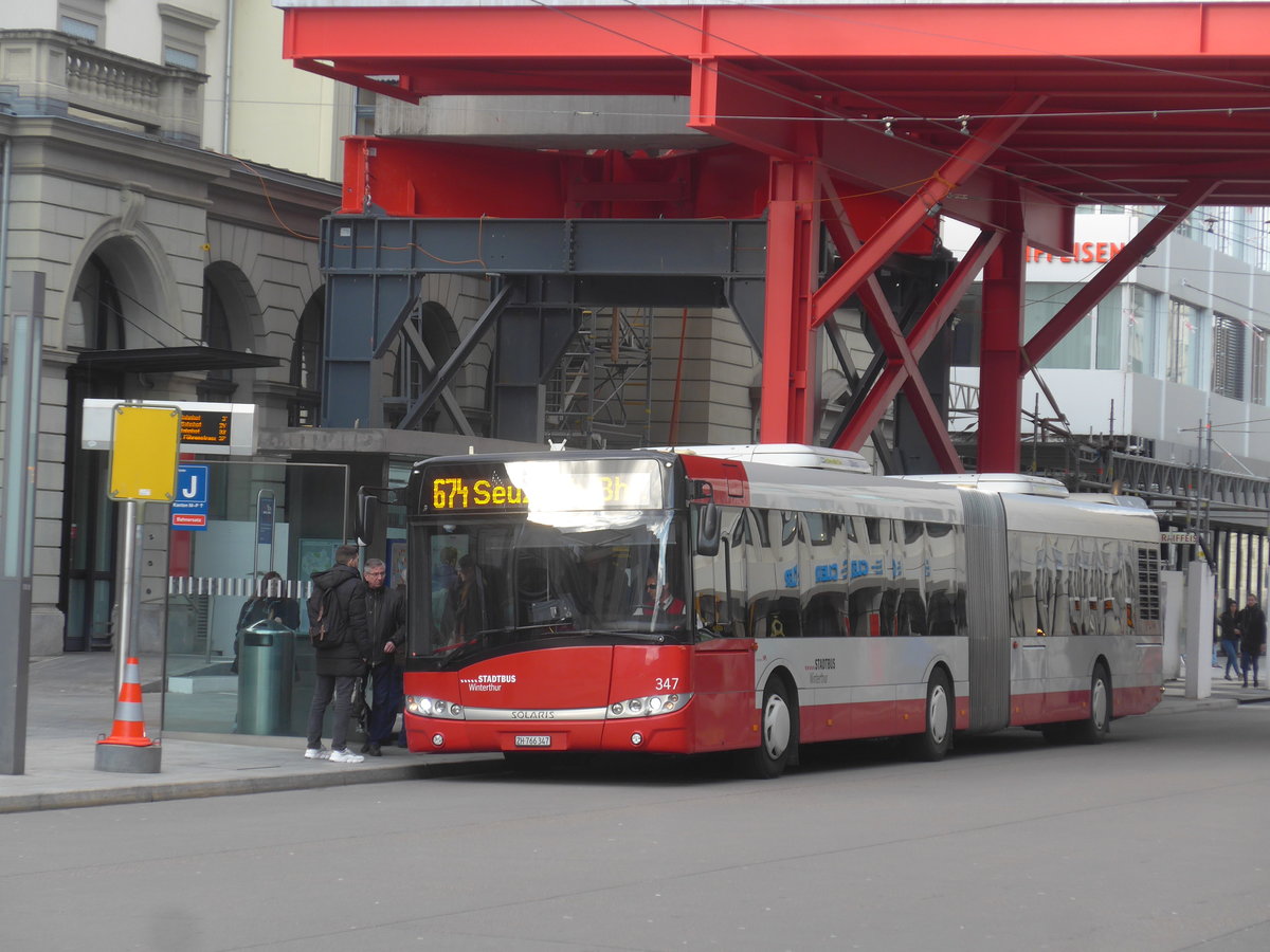 (214'456) - SW Winterthur - Nr. 347/ZH 766'347 - Solaris am 18. Februar 2020 beim Hauptbahnhof Winterthur