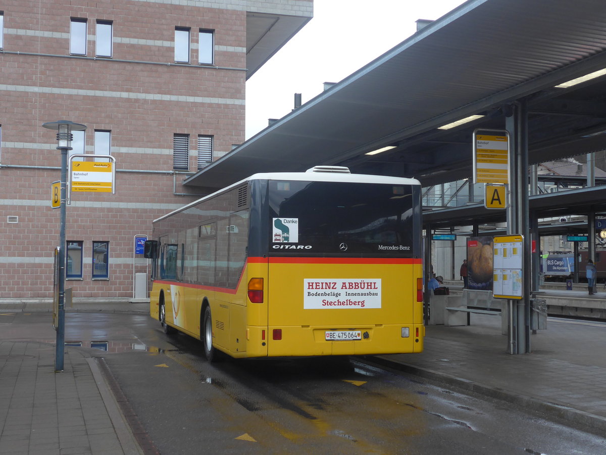(214'547) - PostAuto Bern - BE 475'064 - Mercedes (ex BE 700'282; ex Schmocker, Stechelberg Nr. 3) am 19. Februar 2020 beim Bahnhof Spiez