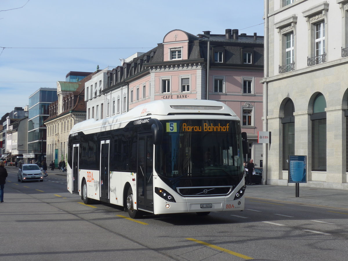 (214'588) - BBA Aarau - Nr. 54/AG 18'254 - Volvo am 20. Februar 2020 beim Bahnhof Aarau