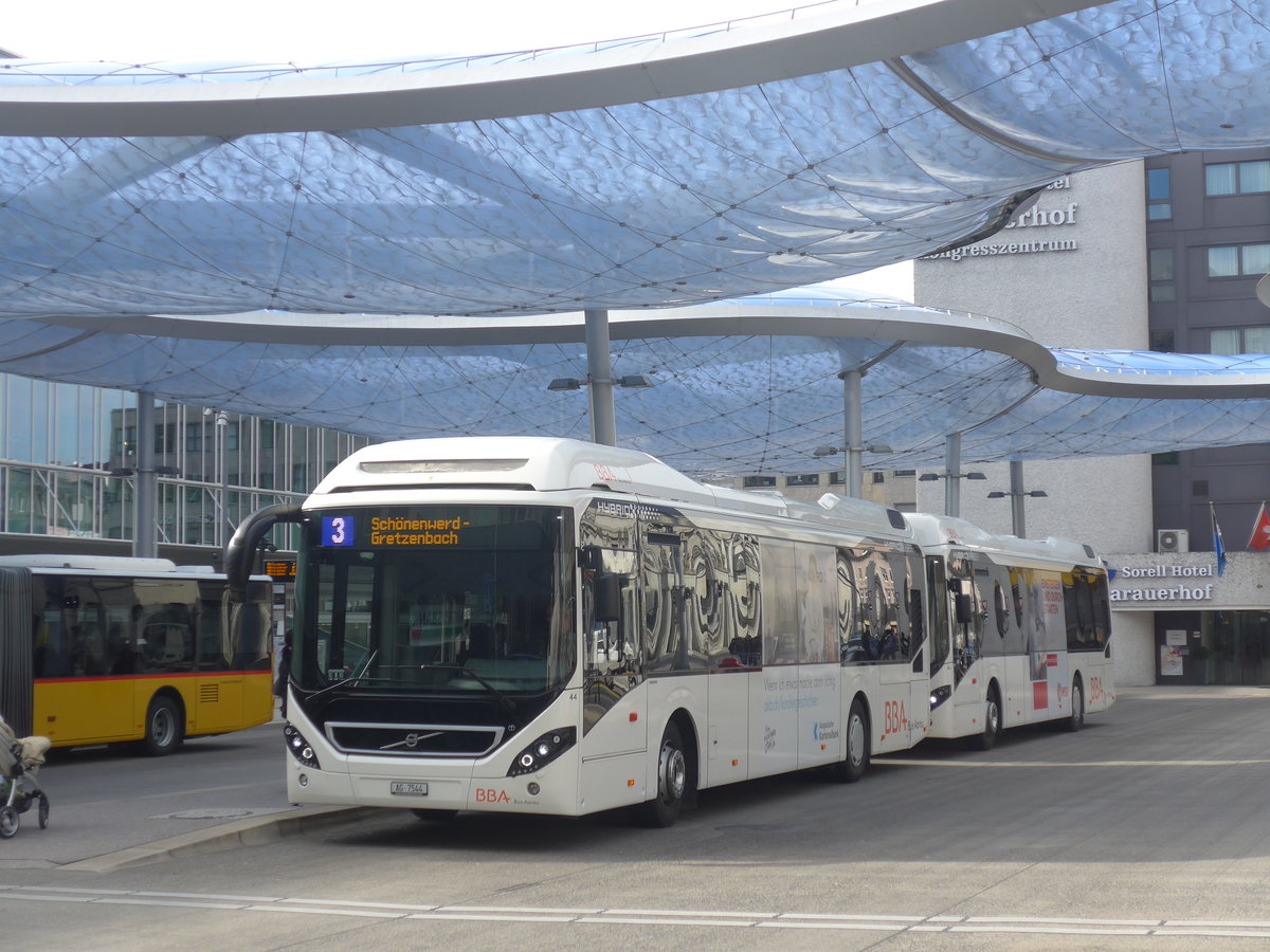 (214'612) - BBA Aarau - Nr. 44/AG 7544 - Volvo am 20. Februar 2020 beim Bahnhof Aarau