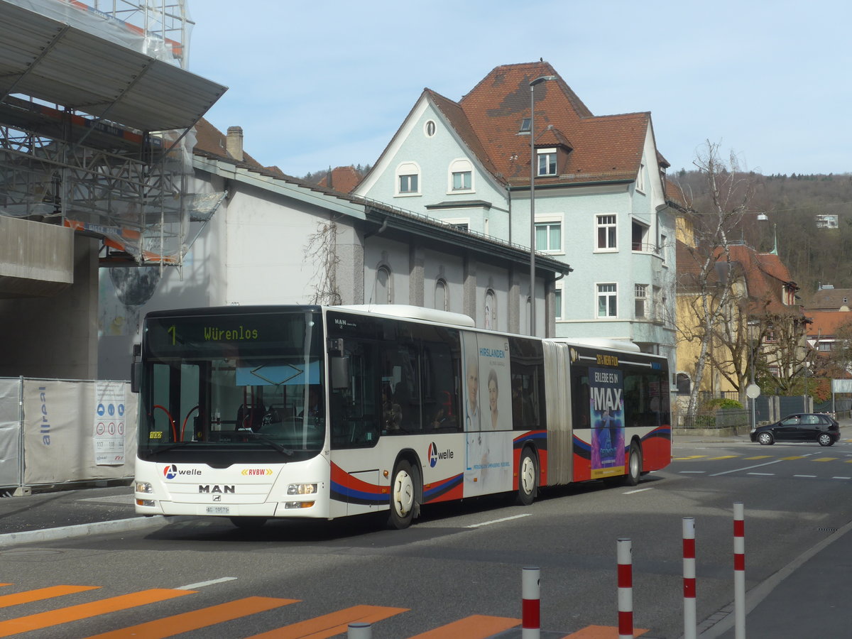 (214'622) - RVBW Wettingen - Nr. 167/AG 19'571 - MAN am 20. Februar 2020 in Baden, Postautostation
