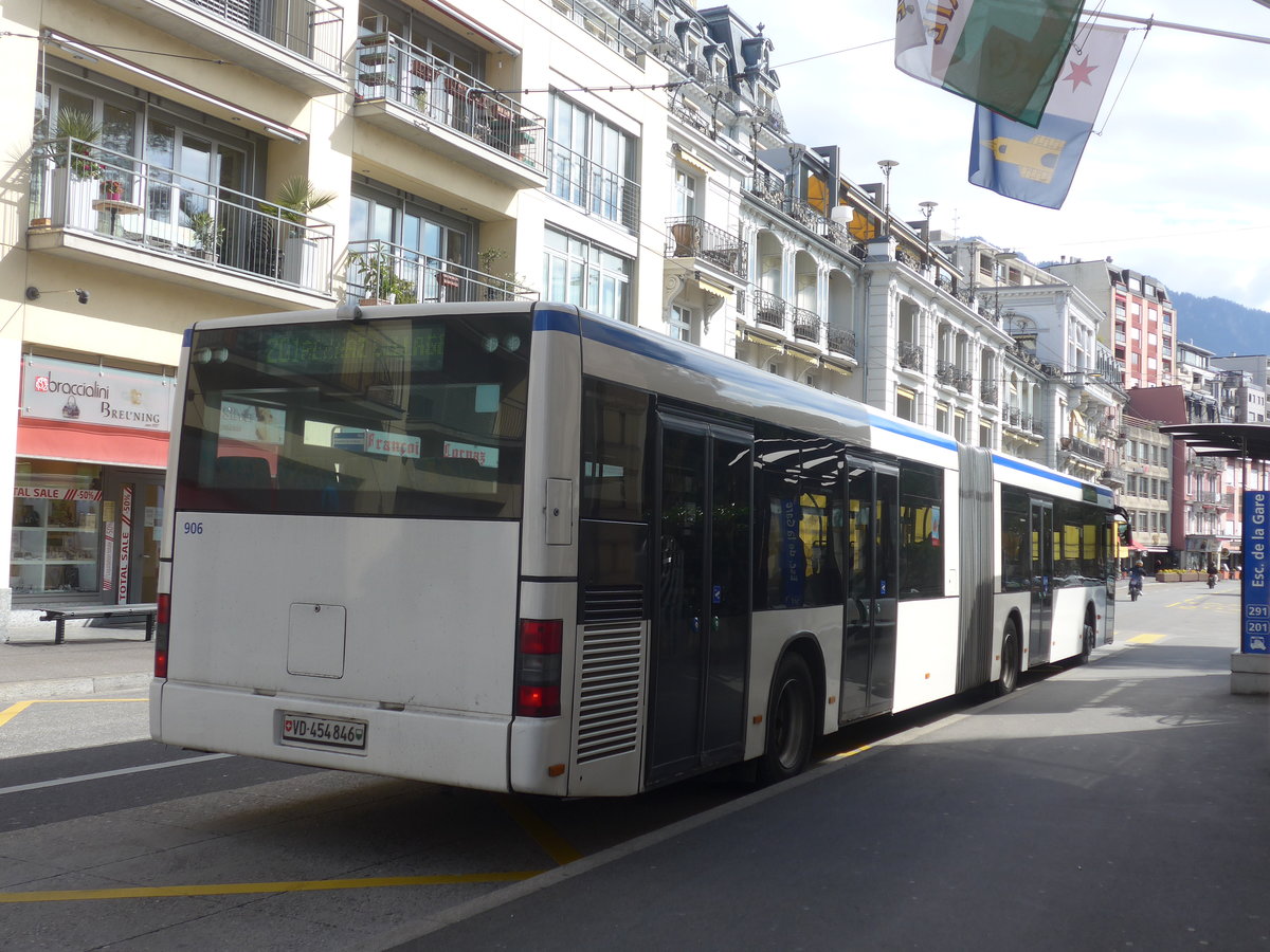(215'154) - VMCV Clarens - Nr. 906/VD 454'846 - MAN (ex transN, La Chaux-de-Fonds Nr. 243; ex TN Neuchtel Nr. 243) am 14. Mrz 2020 in Montreux, Escaliers de la Gare