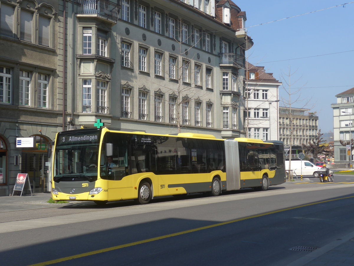 (215'645) - STI Thun - Nr. 705/BE 754'705 - Mercedes am 28. Mrz 2020 in Thun, Bahnhofstrasse