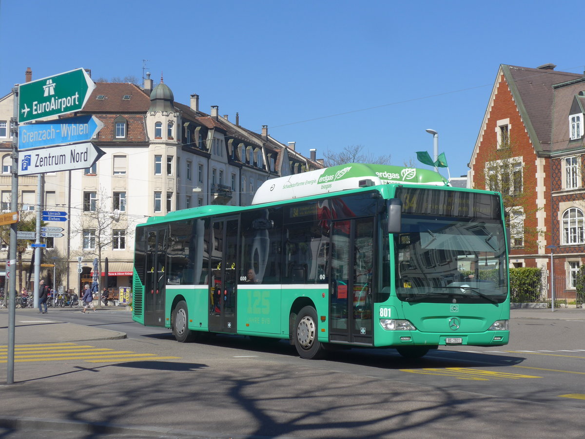 (215'744) - BVB Basel - Nr. 801/BS 2801 - Mercedes am 31. Mrz 2020 in Basel, Wettsteinplatz