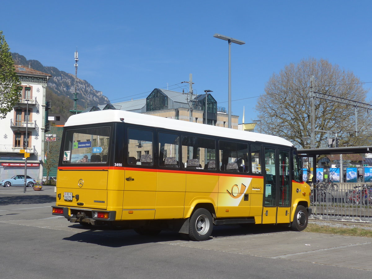 (216'088) - PostAuto Bern - BE 90'275 - Mercedes/Kusters (ex Portenier, Adelboden Nr. 7) am 15. April 2020 beim Bahnhof Interlaken West
