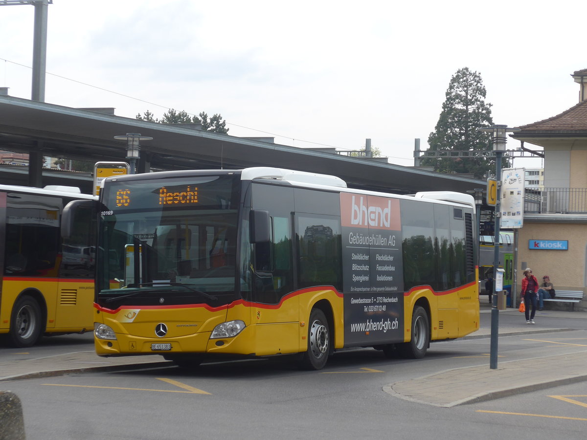 (216'194) - PostAuto Bern - BE 653'383 - Mercedes am 17. April 2020 beim Bahnhof Spiez