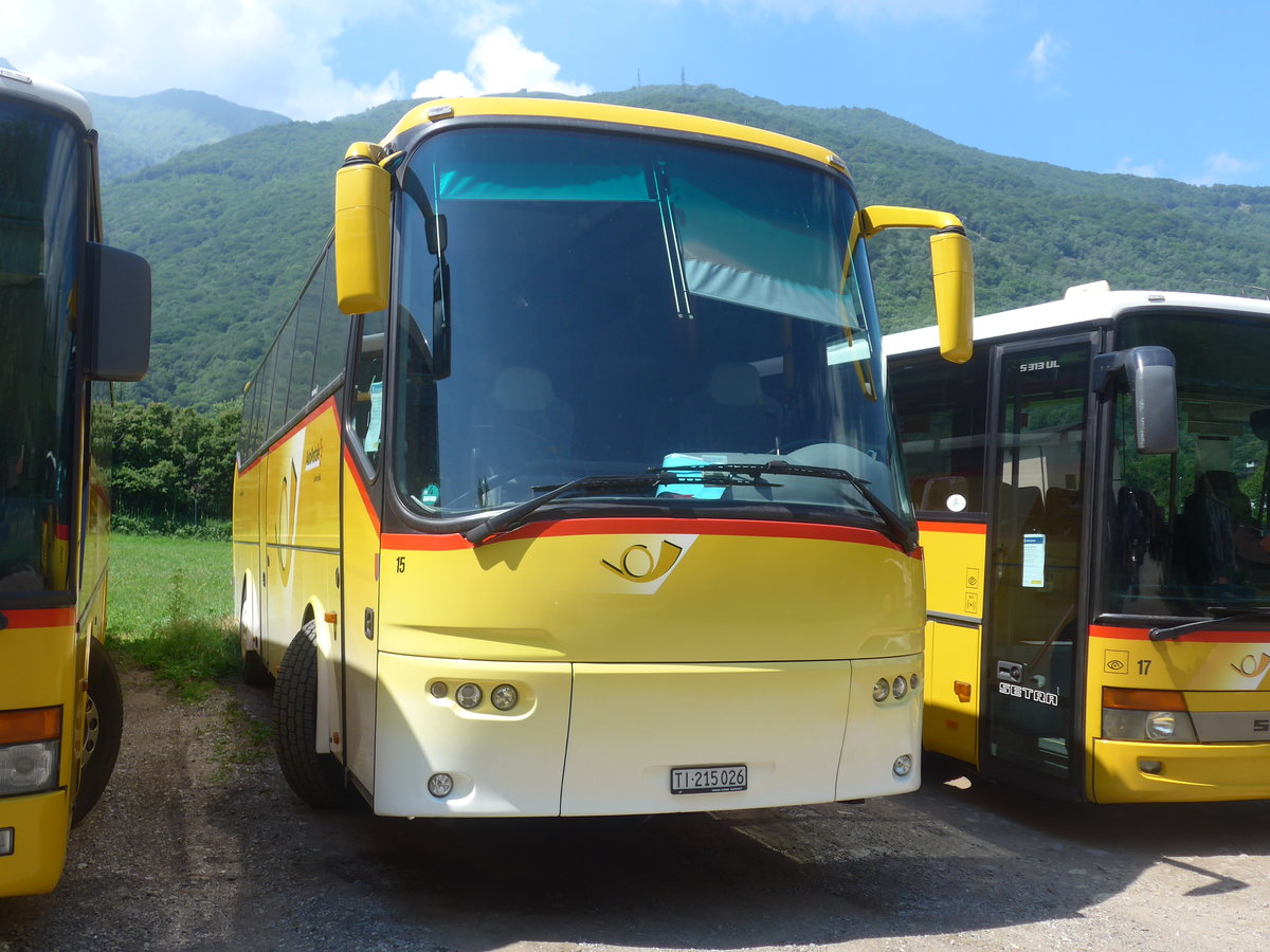 (217'574) - ATV, Rivera - Nr. 15/TI 215'026 - Bova (ex AutoPostale Ticino; ex PostAuto Bern) am 1. Juni 2020 in Rivera, Garage
