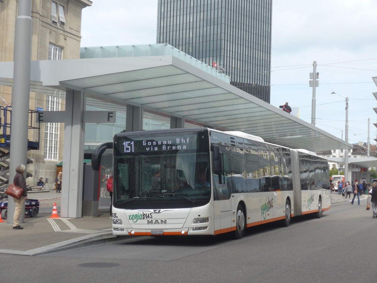 (221'301) - Regiobus, Gossau - Nr. 55/SG 451'155 - MAN am 24. September 2020 beim Bahnhof St. Gallen