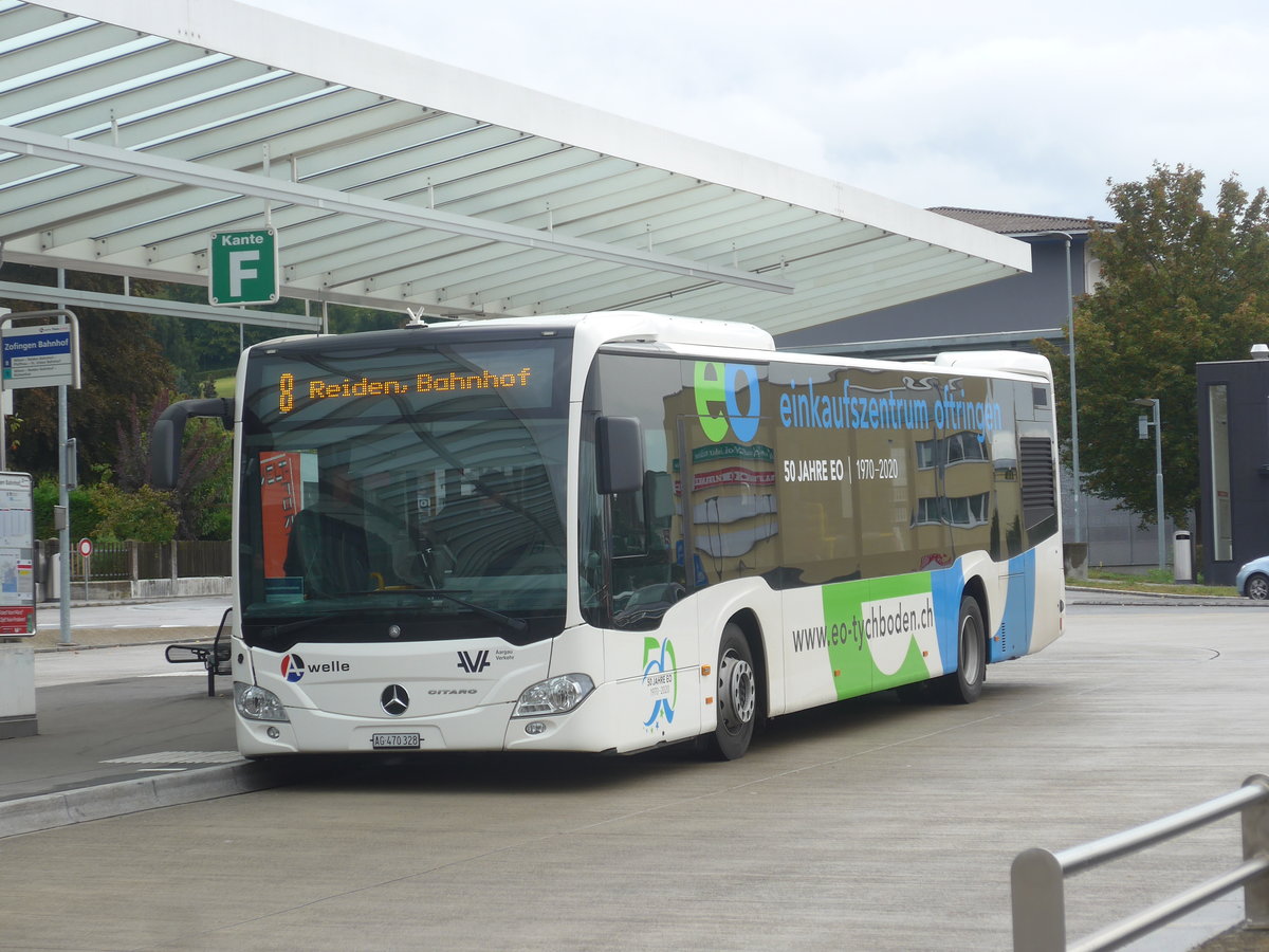 (221'355) - Limmat Bus, Dietikon - AG 470'328 - Mercedes am 25. September 2020 beim Bahnhof Zofingen