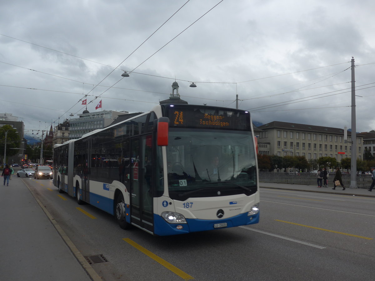 (221'406) - VBL Luzern - Nr. 187/LU 15'020 - Mercedes am 25. September 2020 in Luzern, Bahnhofbrcke