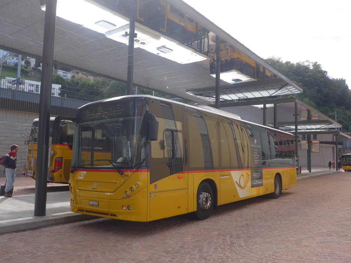 (221'457) - AutoPostale Ticino - Nr. 549/TI 316'305 - Volvo am 26. September 2020 beim Bahnhof Bellinzona