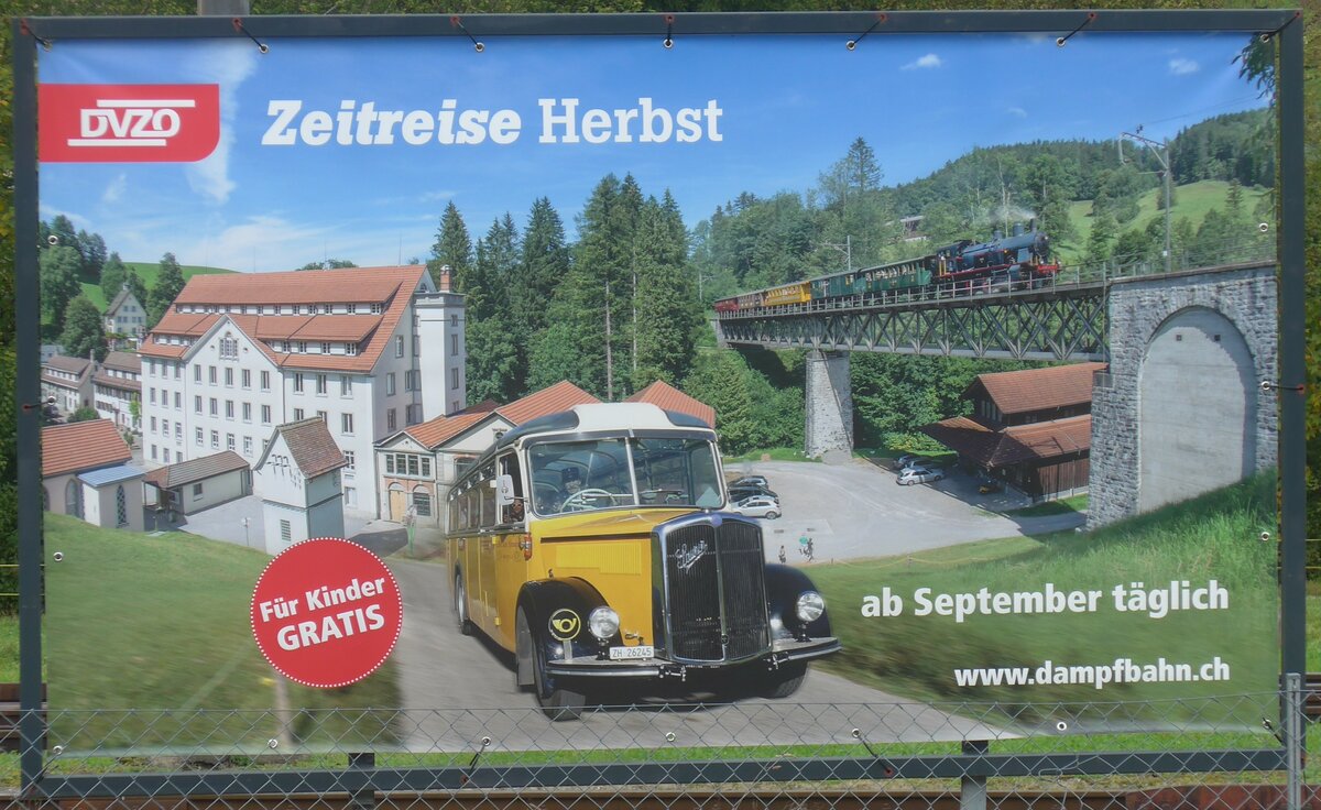 (221'862) - Plakat fr DVZO Zeitreise Herbst am 12. Oktober 2020 beim Bahnhof Bauma