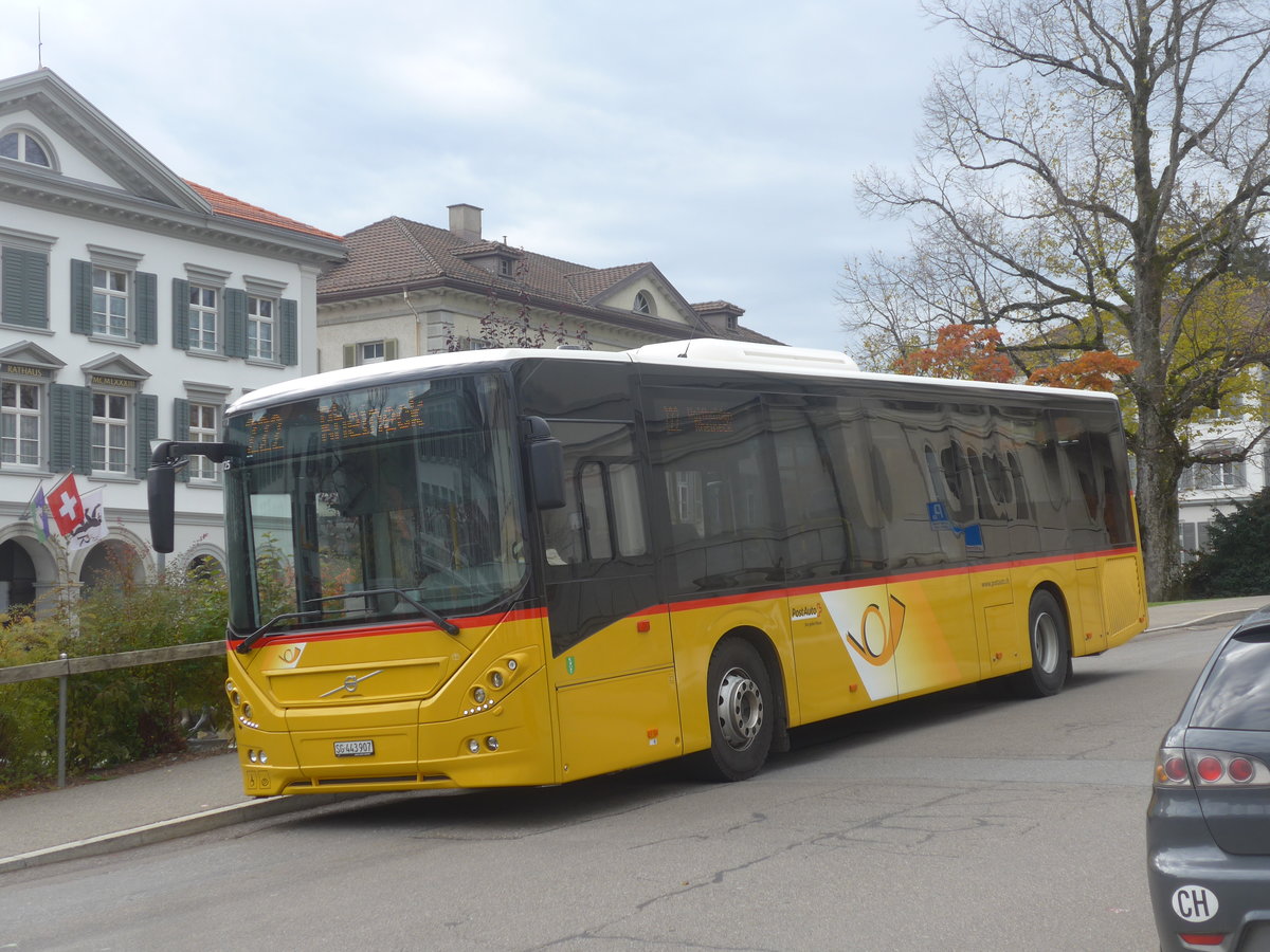 (222'327) - PostAuto Ostschweiz - SG 443'907 - Volvo am 21. Oktober 2020 in Heiden, Post